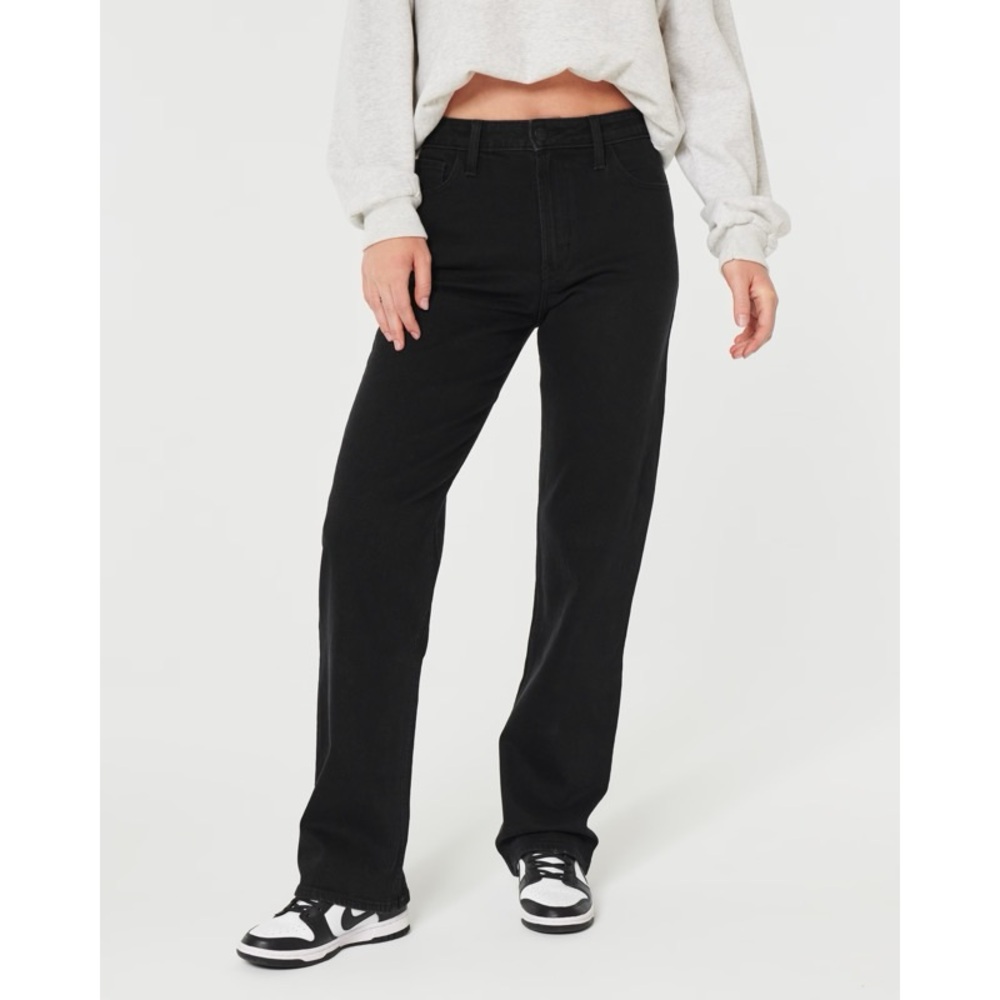 Hollister Ultra High Rise Dad Jean Black Denim Women’s 14 R